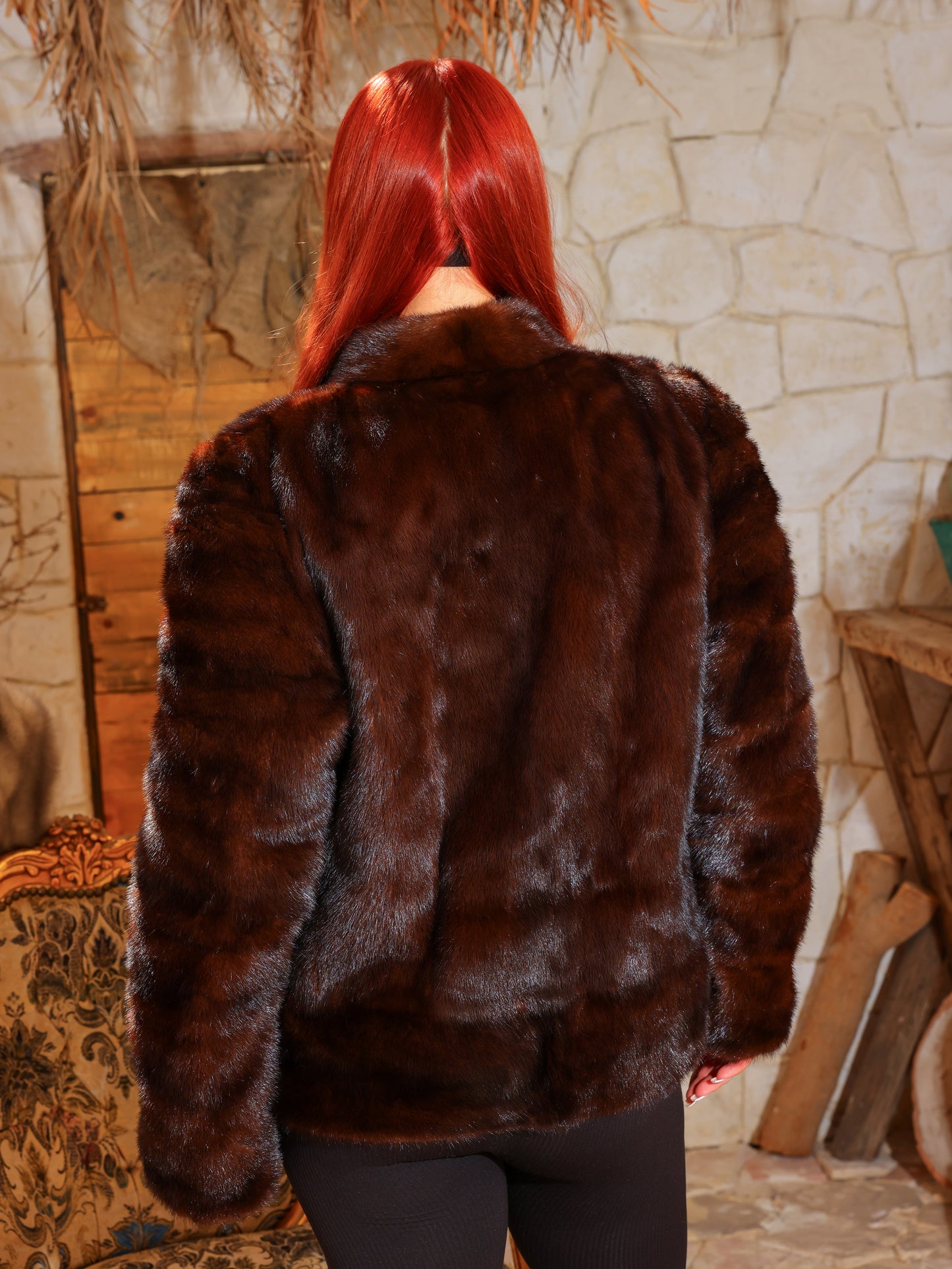 Brown Female Mink Fur Jacket