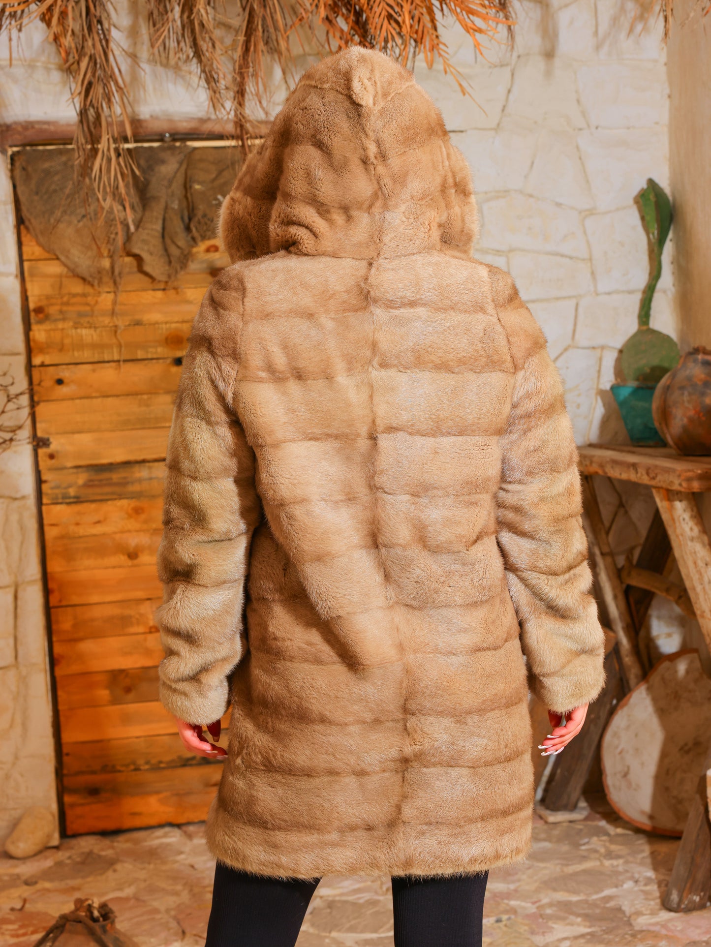 Light Brown Female Mink Fur Jacket