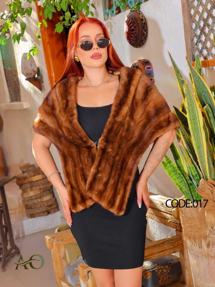 Brown Female Mink Fur Shawl