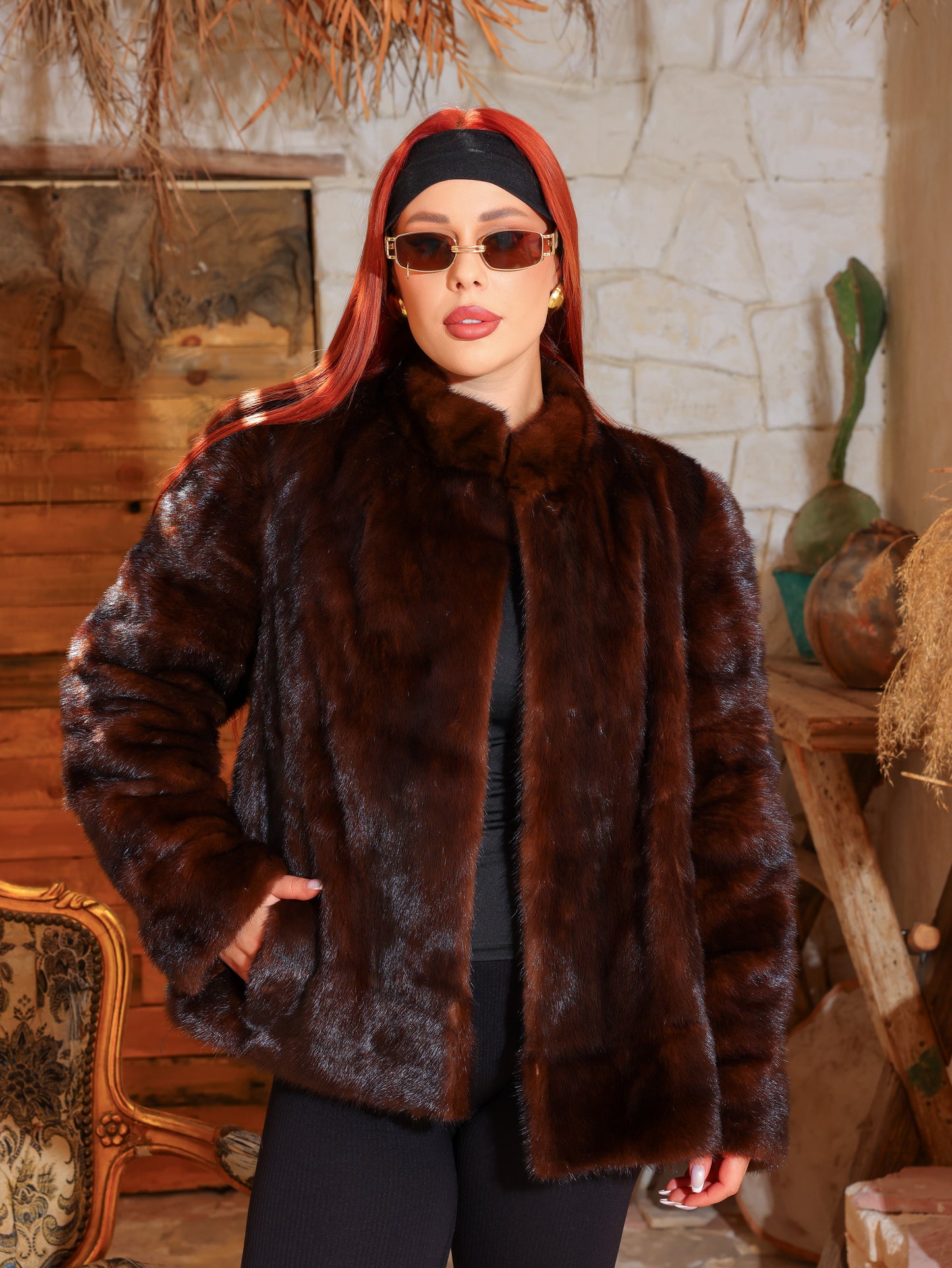 Brown Female Mink Fur Jacket