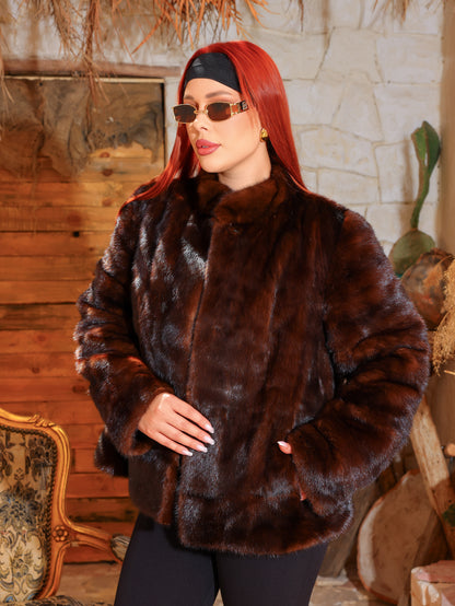 Brown Female Mink Fur Jacket