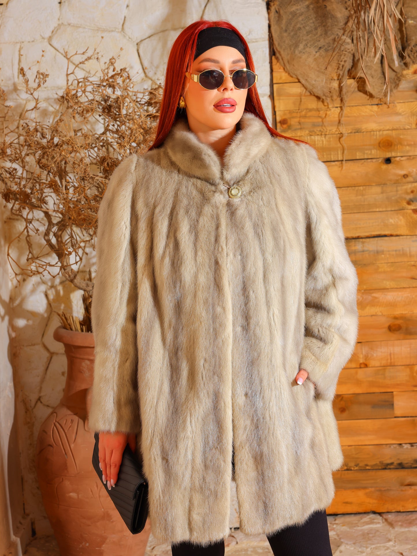 Gray Female Mink Fur Jacket