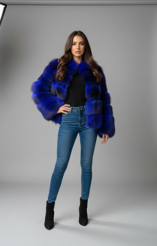 Blue Fox Fur Jacket